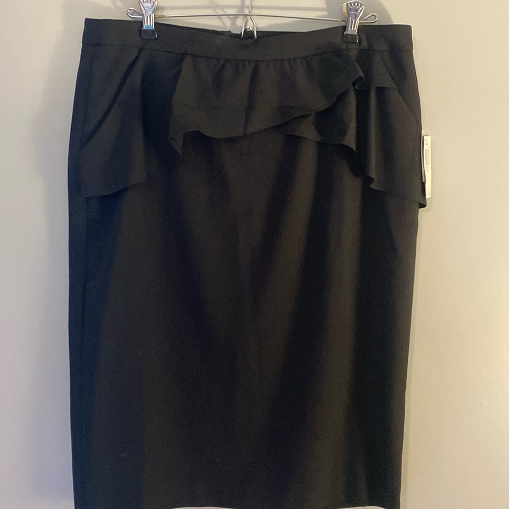 Black Pencil Skirt with Ruffle